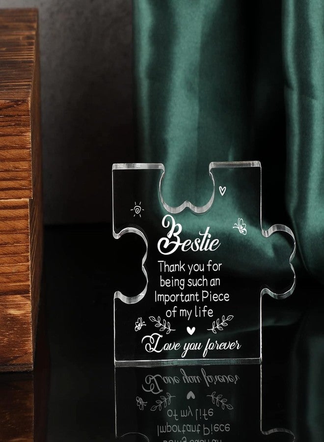 Gifzy To My Bestie Gifts - Best Friends Gifts for Women Acrylic Puzzle Plaque Desk Decorations for Best Friend Sister Girls Women BFF Birthday Friendship Graduation Mothers Day Gifts Card - 5 X 5 Inch - Image 3